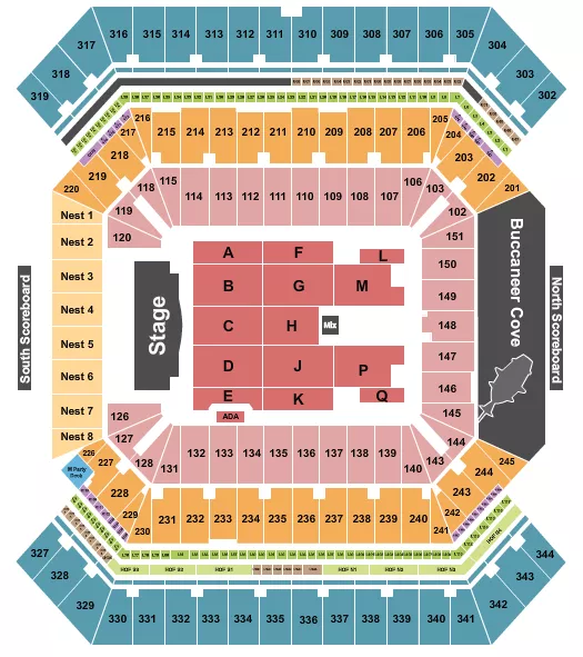 seating chart for Raymond James Stadium - Bruno Mars - eventticketscenter.com