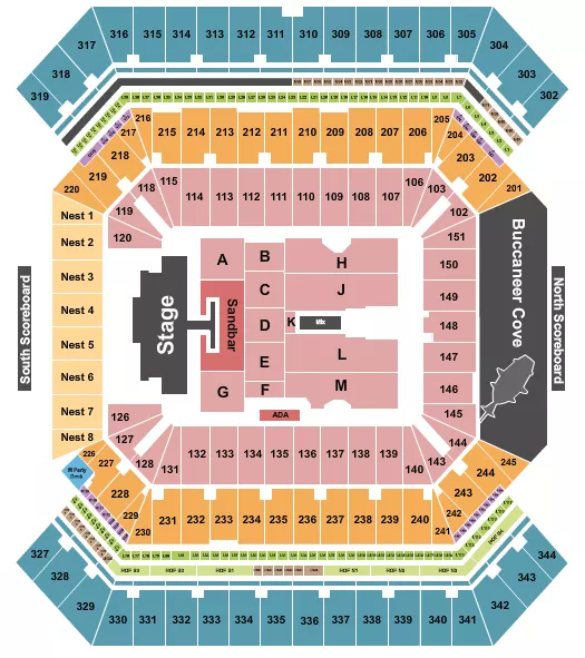 seating chart for Raymond James Stadium - Kenny Chesney 1 - eventticketscenter.com