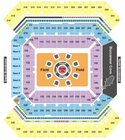 seating chart for Raymond James Stadium - Metallica - eventticketscenter.com