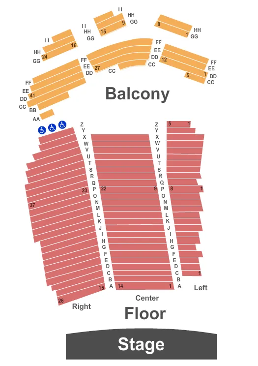 seating chart for Rebecca Cohn Auditorium - End Stage - eventticketscenter.com