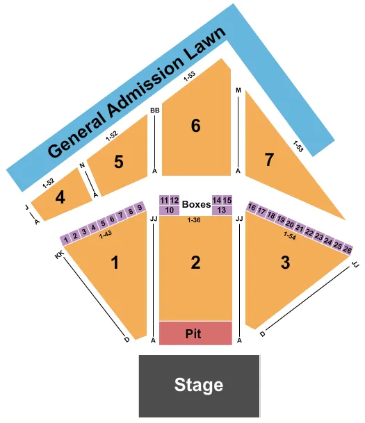 seating chart for Red Hat Amphitheater - End Stage GA Pit - eventticketscenter.com