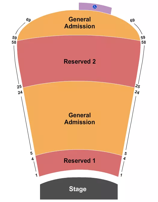 seating chart for Red Rocks Amphitheatre - RSV1-4/25-58 & GA5-24/59-69 - eventticketscenter.com
