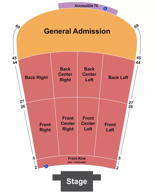 seating chart for Red Rocks Amphitheatre - RSV 2-44 Front/Back, GA 45-69 - eventticketscenter.com