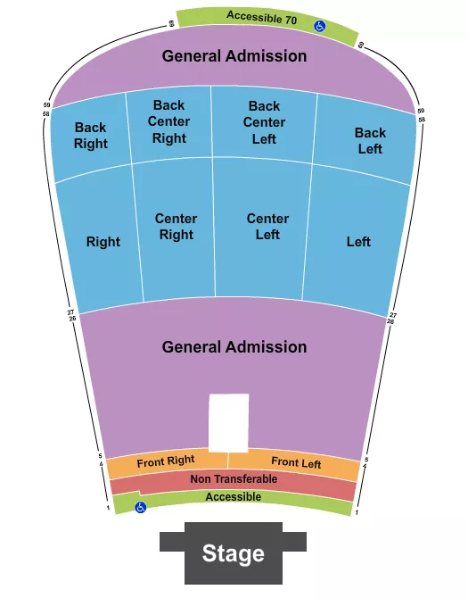 seating chart for Red Rocks Amphitheatre - RSVD 1-4 & 27-58 GA 5-26 & 59-69 - eventticketscenter.com