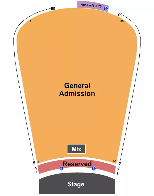 seating chart for Red Rocks Amphitheatre - Reserved 1-4 GA 5-69 - eventticketscenter.com