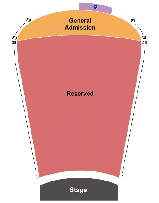 seating chart for Red Rocks Amphitheatre - Resv 1-58, GA 59-69 - eventticketscenter.com