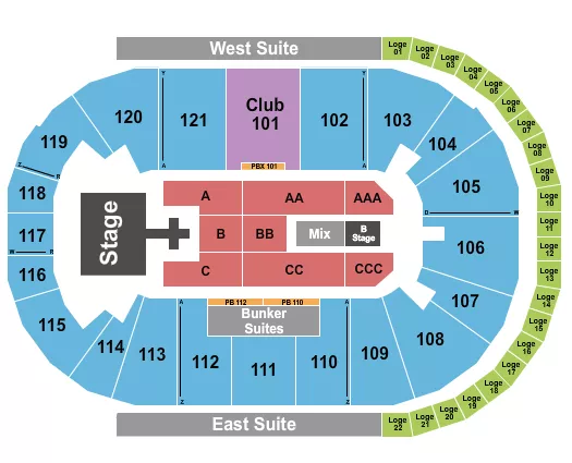 seating chart for Regions Arena - Def Leppard - eventticketscenter.com