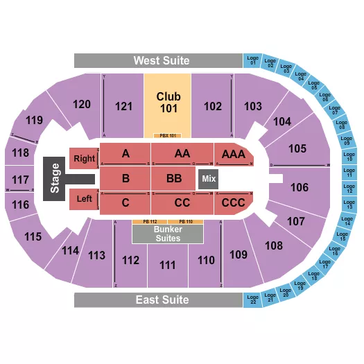 seating chart for Regions Arena - Endstage with Catwalk - eventticketscenter.com