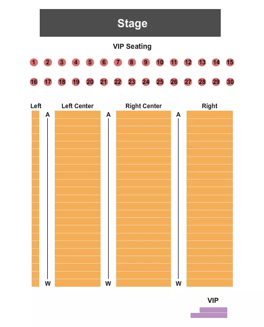 seating chart for Rehoboth Beach Convention Center - Endstage w/ VIP Seating - eventticketscenter.com