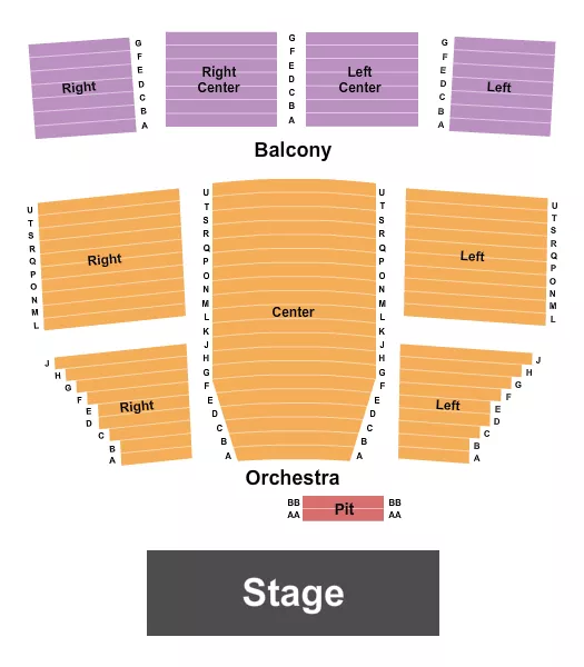 Endstage 2 Seating Chart at Renaissance Theatre. The chart shows the main floor/stage with seating options surrounding it, which are color coded