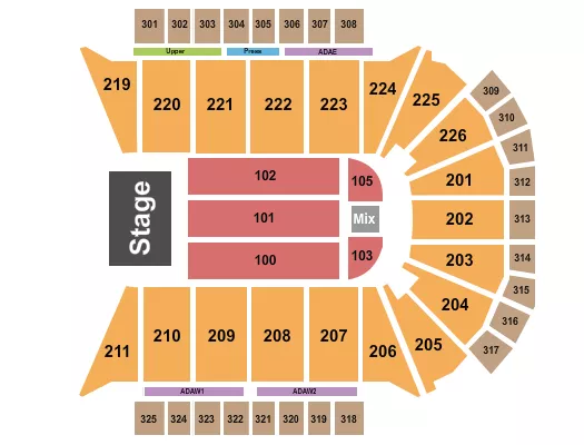 seating chart for Resch Center - End Stage 3 - eventticketscenter.com