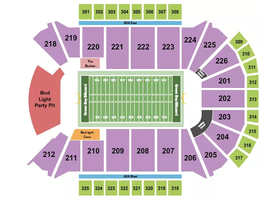 seating chart for Resch Center - Indoor Football - eventticketscenter.com