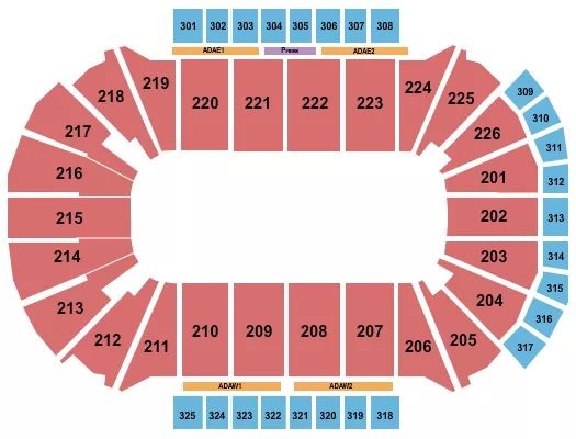 seating chart for Resch Center - Open Floor - eventticketscenter.com