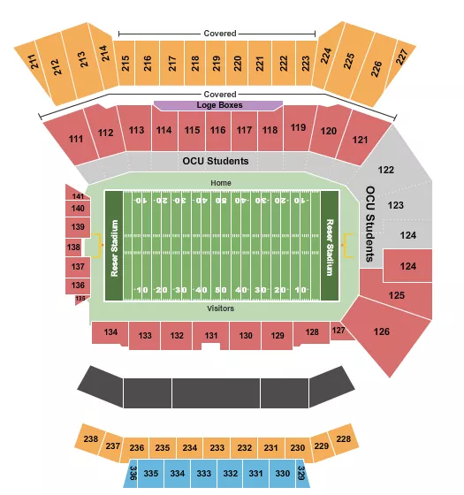 seating chart for Reser Stadium - Football - eventticketscenter.com