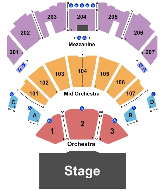 seating chart for Ovation Hall at Ocean Resort Casino  - End Stage 2 - eventticketscenter.com