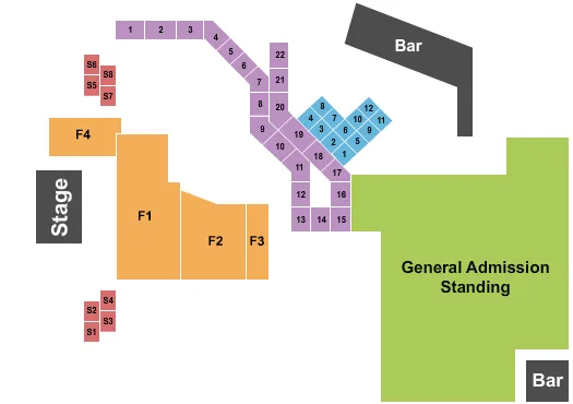 seating chart for Revolution Concert House and Event Center - Endstage 3 - eventticketscenter.com