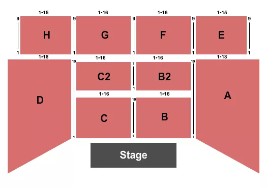 seating chart for Event Center at Rhythm City Casino Resort - End Stage - eventticketscenter.com