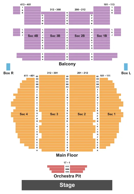 seating chart for Rialto Square Theatre - End Stage - eventticketscenter.com
