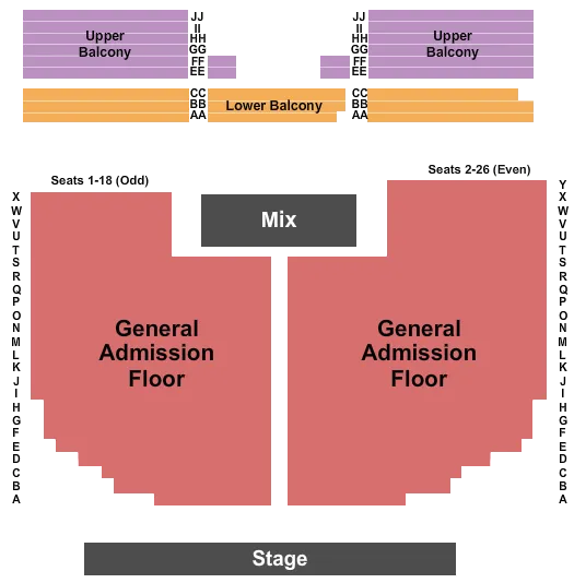 seating chart for Rialto Theatre - Tucson - Endstage GA Floor - eventticketscenter.com