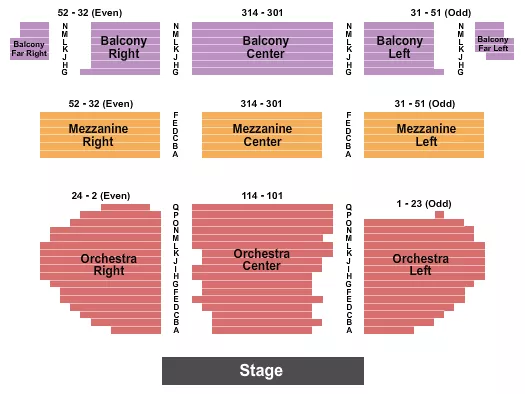 seating chart for Ricardo Montalban Theatre - End Stage - eventticketscenter.com