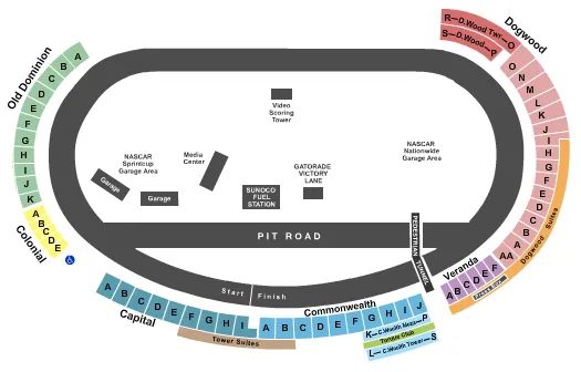 seating chart for Richmond International Raceway - Racing - eventticketscenter.com