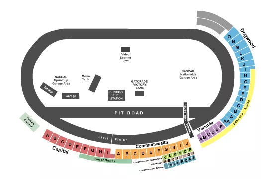 seating chart for Richmond International Raceway - Racing 2 - eventticketscenter.com