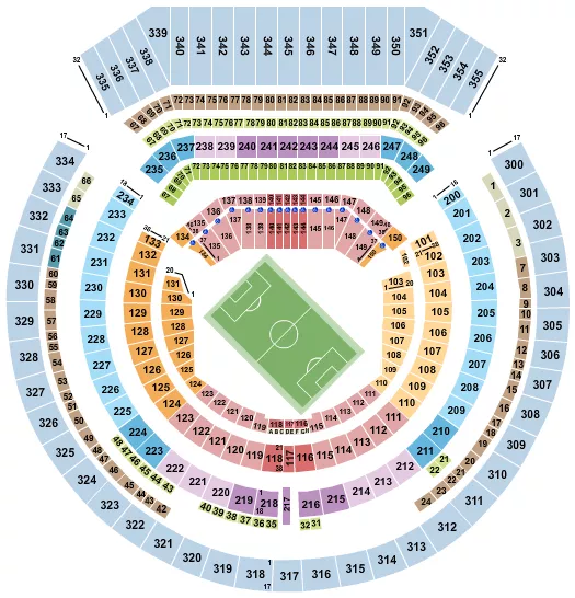 seating chart for Oakland Coliseum - Soccer 2 - eventticketscenter.com