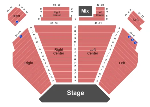 seating chart for River Rock Show Theatre - End Stage - eventticketscenter.com
