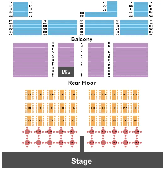 seating chart for Riverside Municipal Auditorium - Endstage Tables - eventticketscenter.com