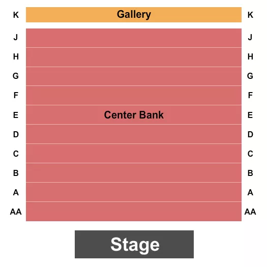 Endstage 3 Seating Chart at Roberts Studio Theatre at Boston Center For The Arts. The chart shows the main floor/stage with seating options surrounding it, which are color coded