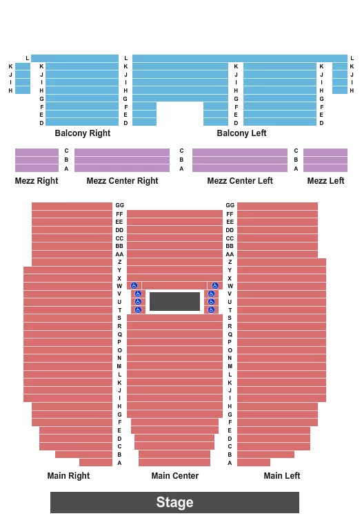 seating chart for Robins Theatre - End Stage - eventticketscenter.com