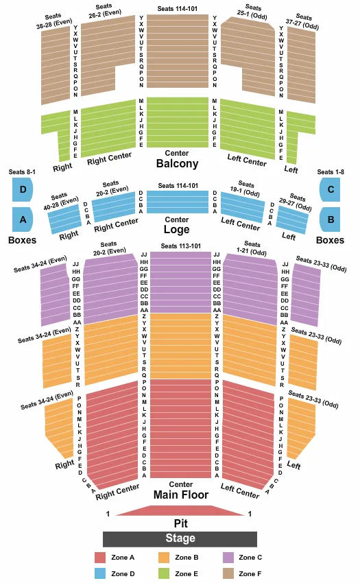 seating chart for West Herr Auditorium Theatre - End Stage Int Zone - eventticketscenter.com