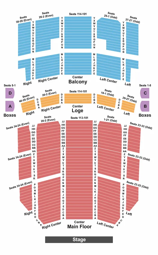 seating chart for West Herr Auditorium Theatre - Endstage - No Pit - eventticketscenter.com