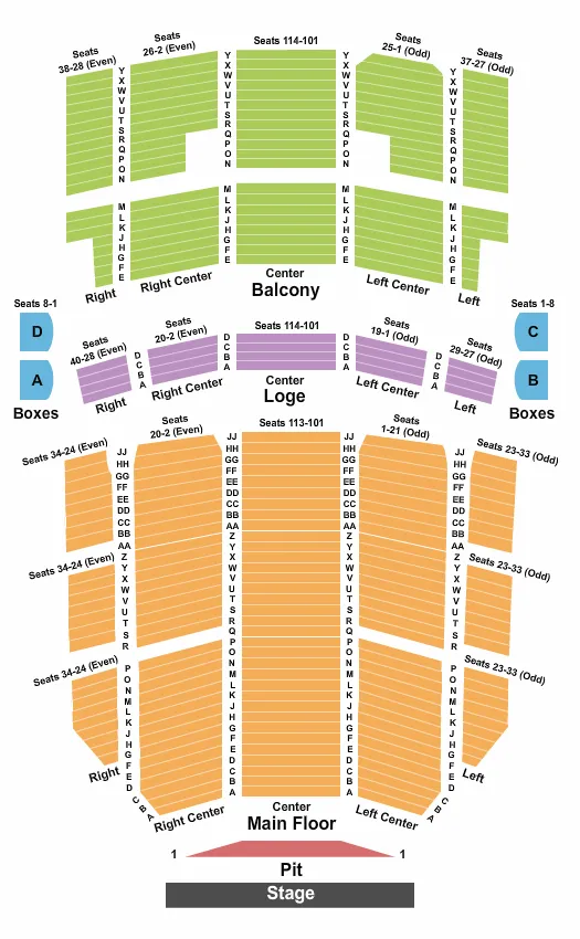 seating chart for West Herr Auditorium Theatre - End Stage - eventticketscenter.com