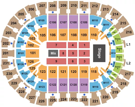 seating chart for Rocket Arena - Endstage 8 - eventticketscenter.com