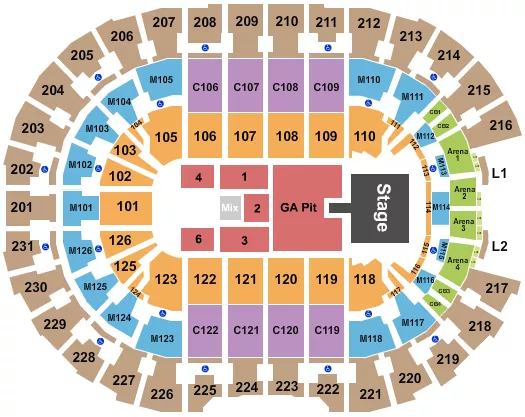 seating chart for Rocket Arena - Endstage GA Pit w/ Catwalk - eventticketscenter.com