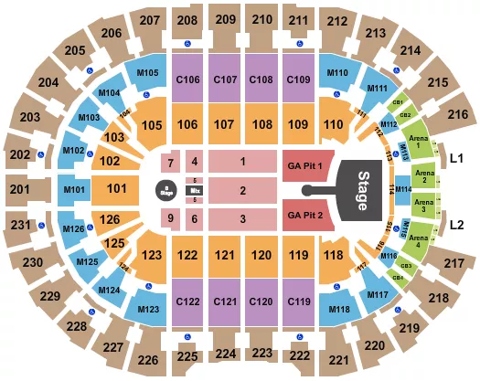 seating chart for Rocket Arena - Greta Van Fleet - eventticketscenter.com
