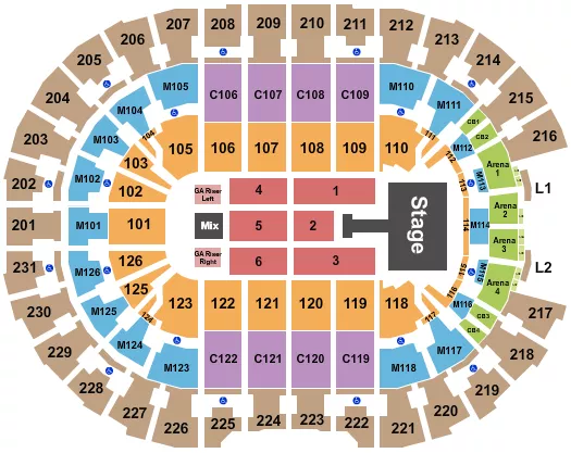 seating chart for Rocket Arena - Jonas Brothers 2025 - eventticketscenter.com