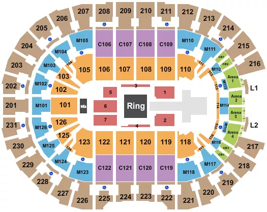 seating chart for Rocket Arena - Wrestling - eventticketscenter.com