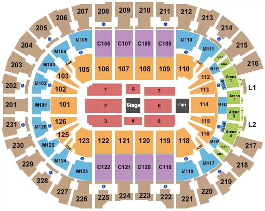 seating chart for Rocket Arena - Center Stage 2 - eventticketscenter.com