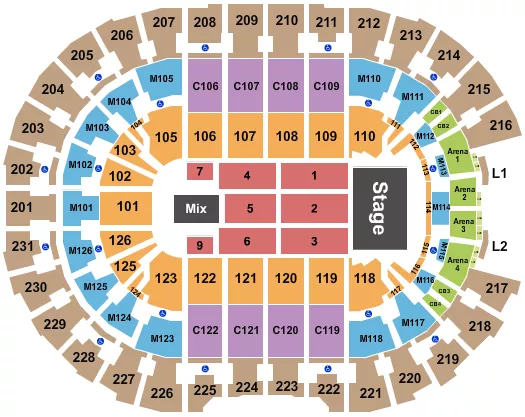 seating chart for Rocket Mortgage FieldHouse - Endstage - eventticketscenter.com