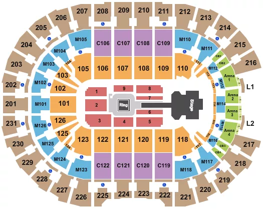 seating chart for Rocket Mortgage FieldHouse - WWE 2024 - eventticketscenter.com