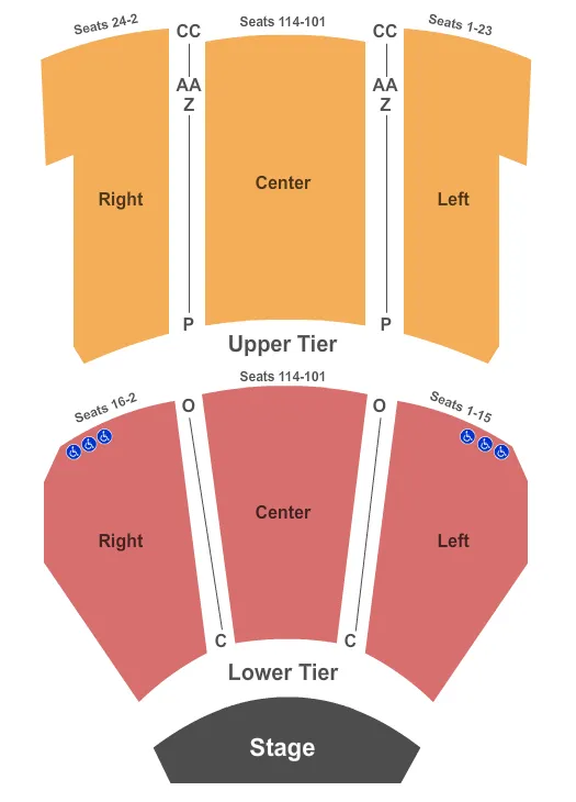 seating chart for Rockwell Hall - End Stage - eventticketscenter.com