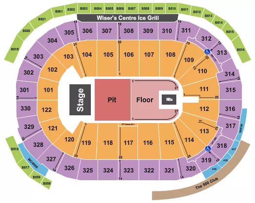 seating chart for Rogers Arena - Endstage Pit & Floor - eventticketscenter.com