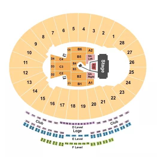 seating chart for Rose Bowl Stadium - Pasadena - Noah Kahan - eventticketscenter.com