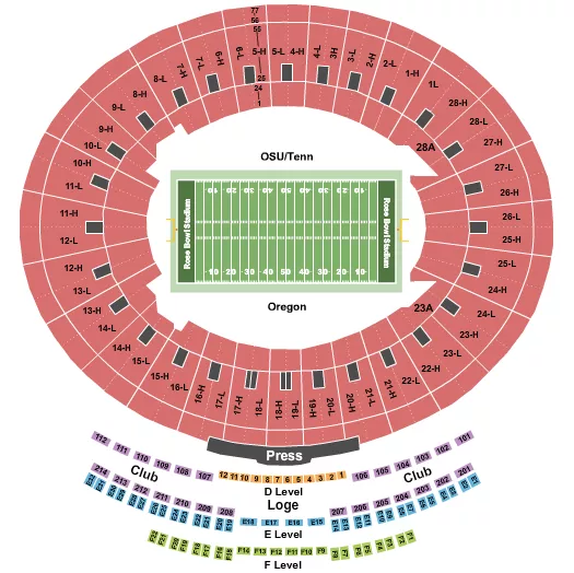 seating chart for Rose Bowl Stadium - Pasadena - Football - Rose Bowl - eventticketscenter.com