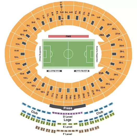 seating chart for Rose Bowl Stadium - Pasadena - Soccer 2 - eventticketscenter.com