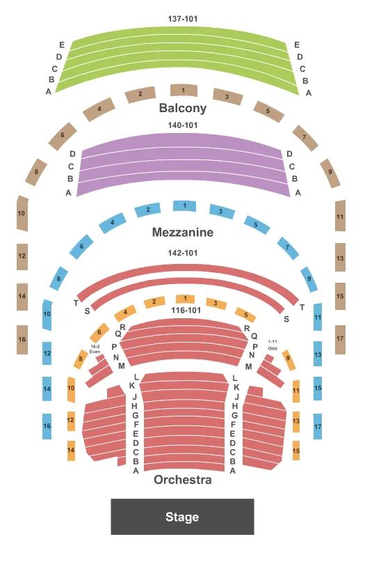 seating chart for Rose Theater at Lincoln Center - End Stage - eventticketscenter.com