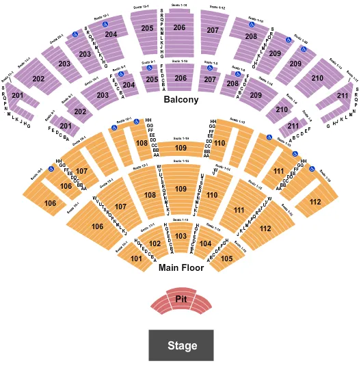 seating chart for Rosemont Theatre - Endstage Pit 2 - eventticketscenter.com