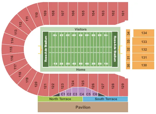 seating chart for Ross-ade Stadium - Football - eventticketscenter.com